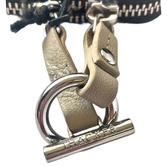 THACKER Camila Single Zip Around Large Wallet Taupe/Beige/Silver - Picture 4 of 10